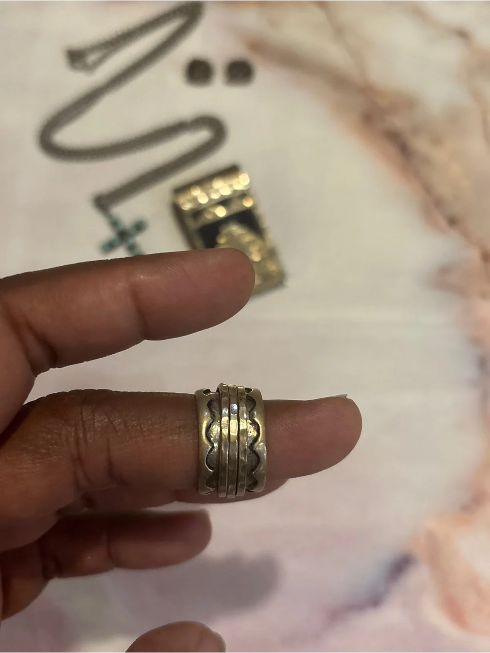 Unbranded Silver Men's Money Clip & Ring + Earring Set